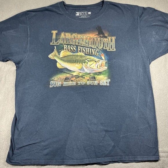Newport Blue Largemouth Bass Fishing Graphic‎ T-Shirt Sun Rise XL fisherman - Picture 1 of 7